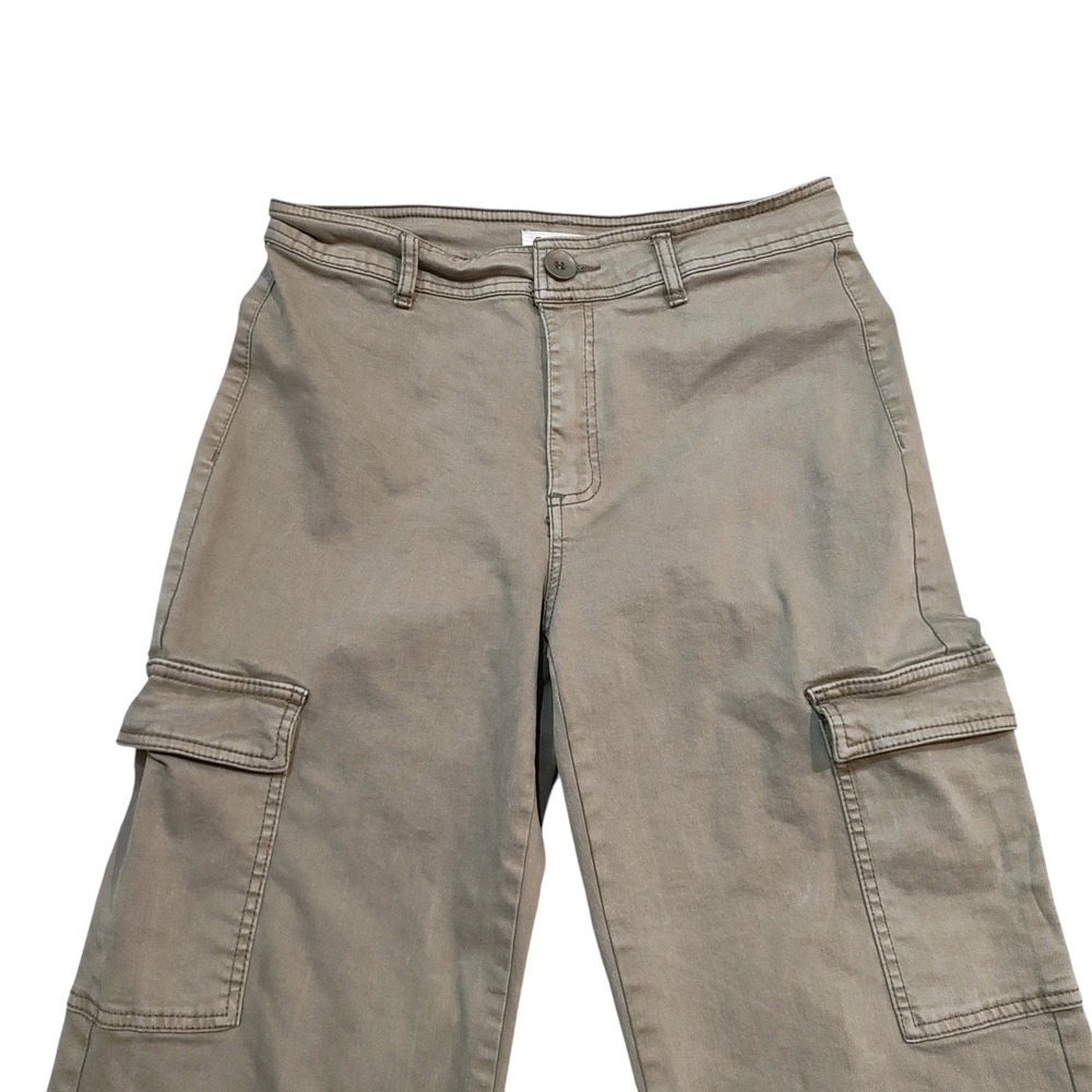 OAT New York Women Olive Green Wide Leg Cargo Pants Raw Hem Size 10 / 30 - Picture 4 of 9